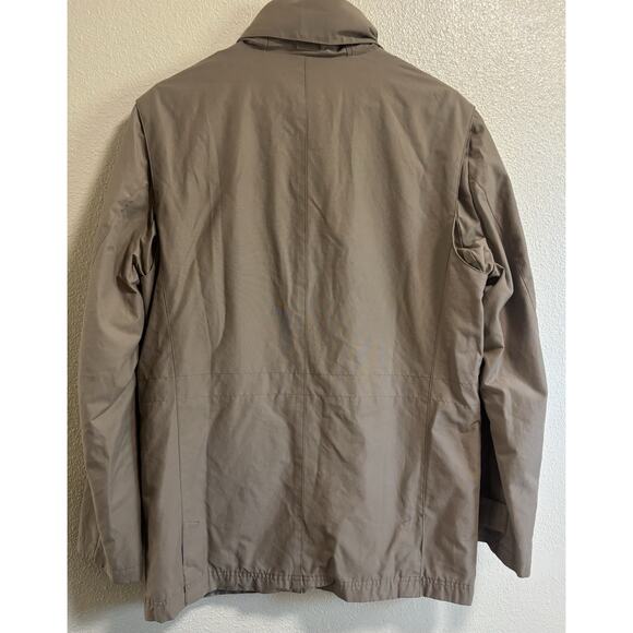 Brooks Brothers British Tan Khaki Cotton Field Jacket Size Med Hidden Hood Mint - Picture 2 of 6